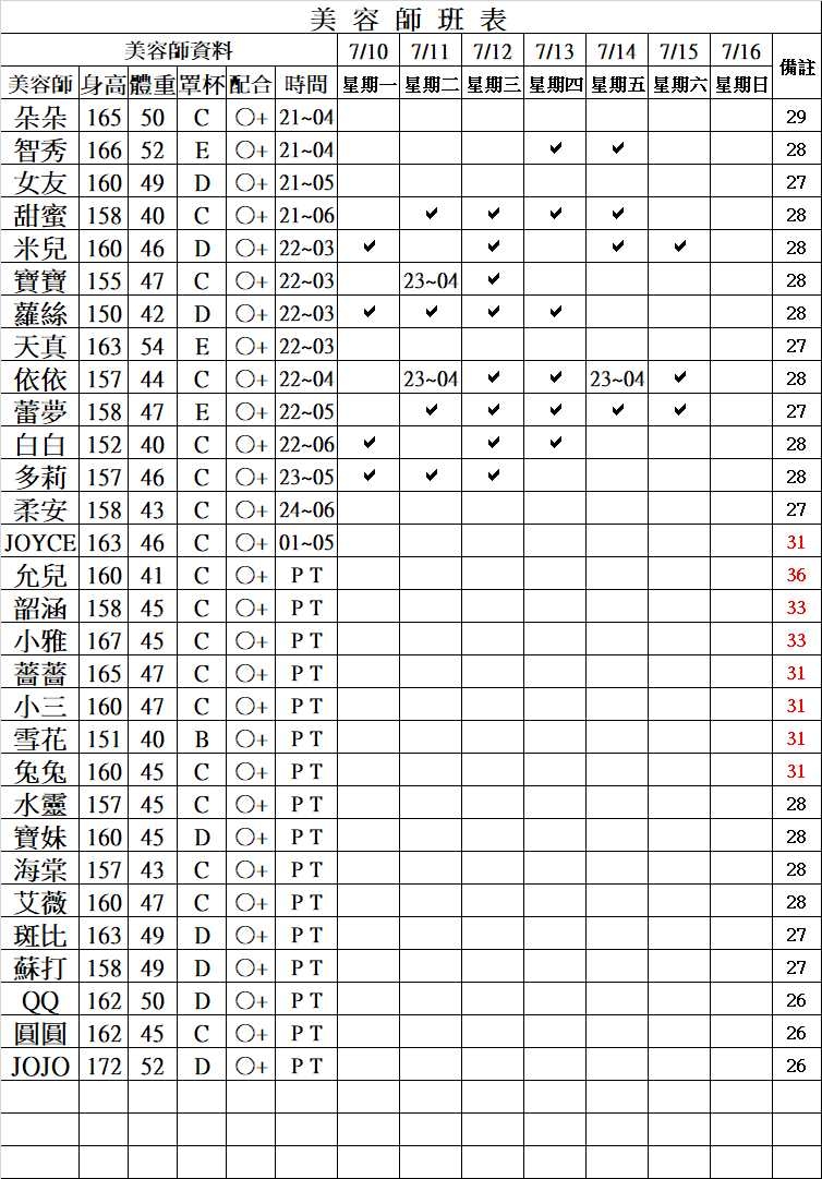 花蓮按摩班表